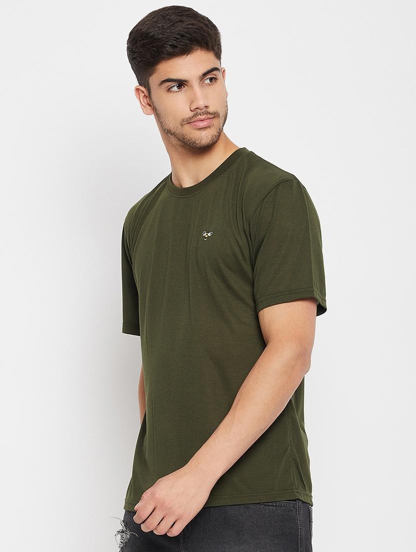 olive polyester back print tshirt - 20814437 - Standard Image - 1