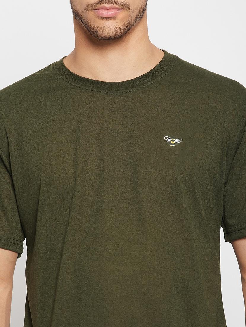 olive polyester back print tshirt - 20814437 - Standard Image - 4