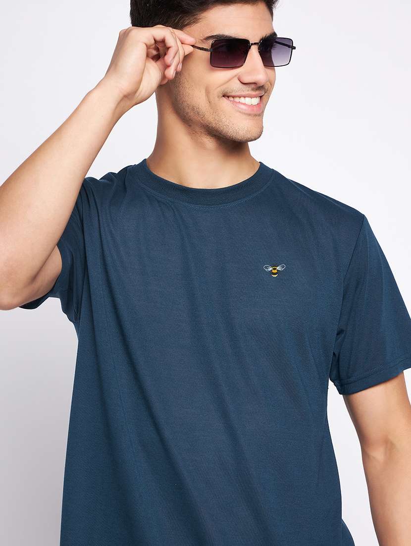 navy blue polyester plain tshirt - 20814446 - Standard Image - 1