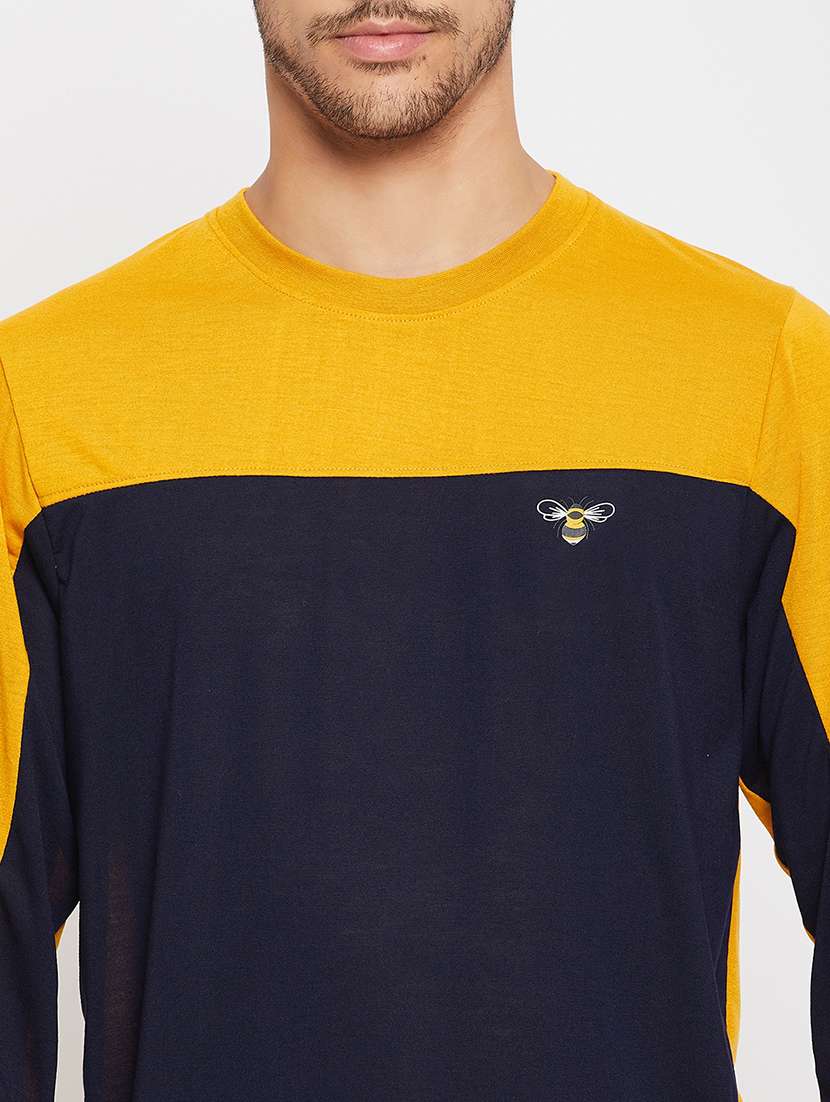mustard polyester color block tshirt - 20814466 - Standard Image - 4
