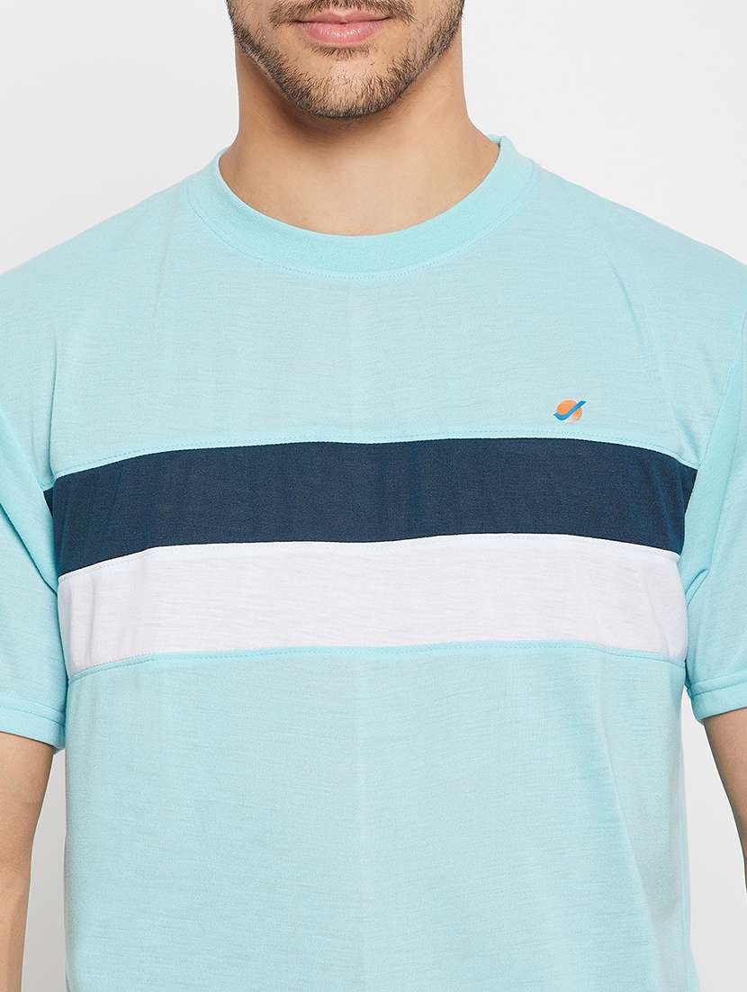 ai aqua polyester color block tshirt - 20814477 -  Standard Image - 4