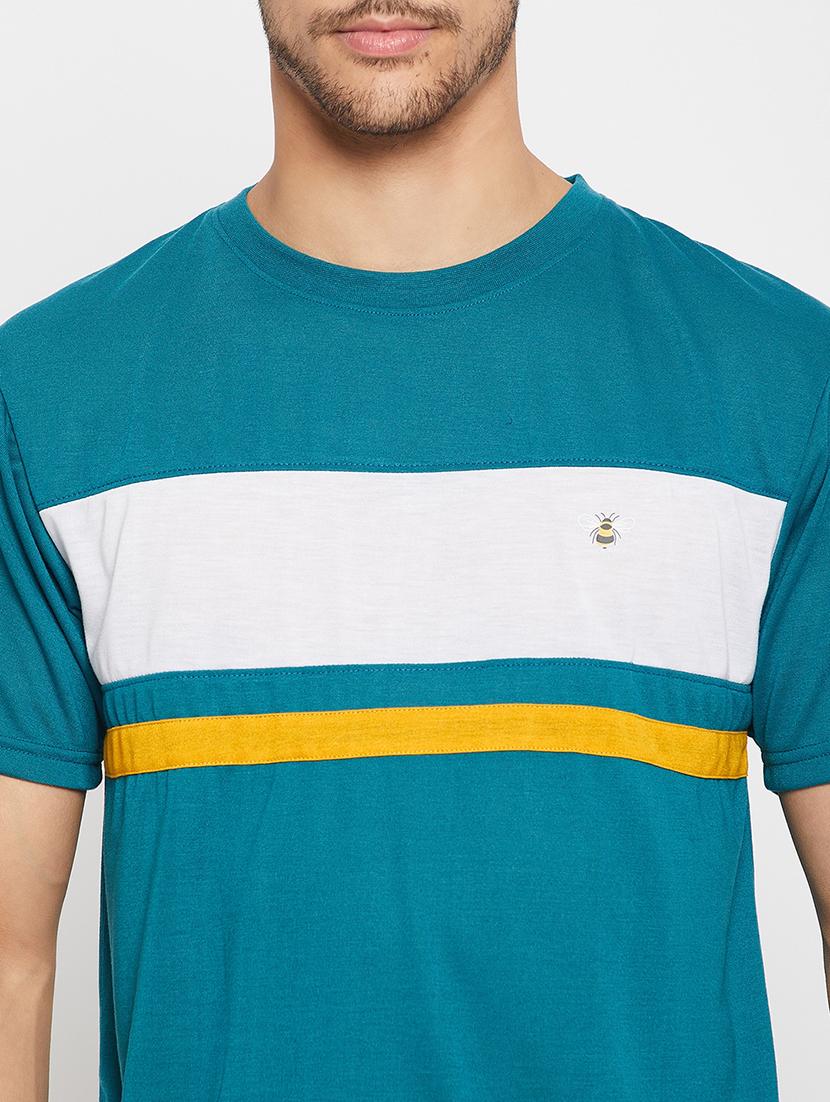 teal polyester color block tshirt - 20814481 - Standard Image - 4
