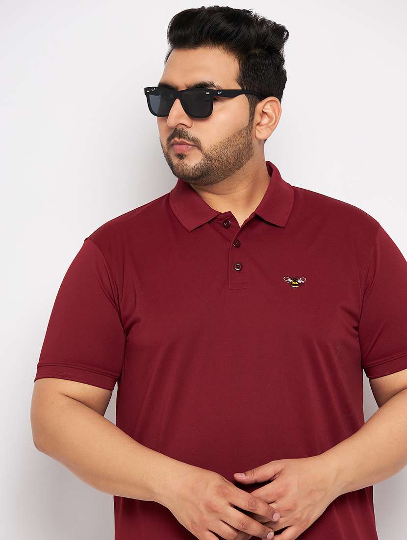 maroon polyester plain tshirt - 20814491 -  Standard Image - 1