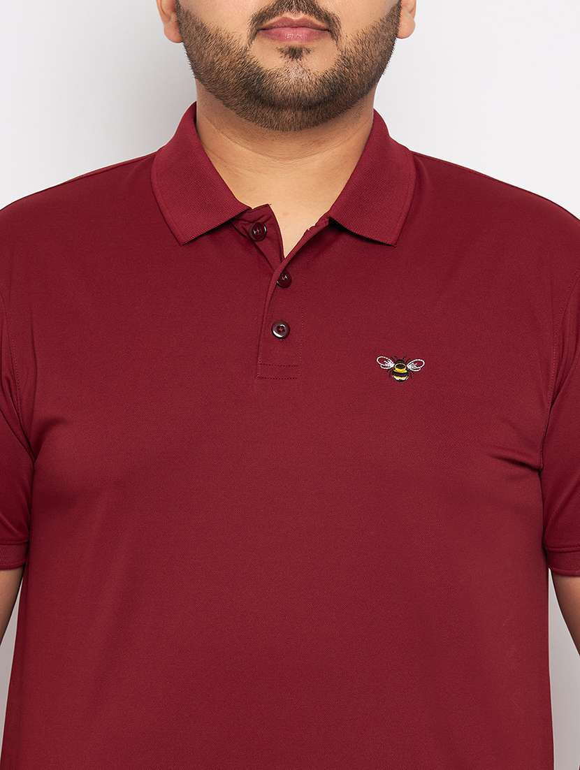 maroon polyester plain tshirt - 20814491 -  Standard Image - 4