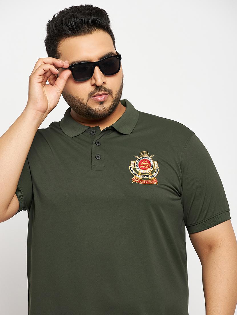 olive polyester plain tshirt - 20814498 -  Standard Image - 1