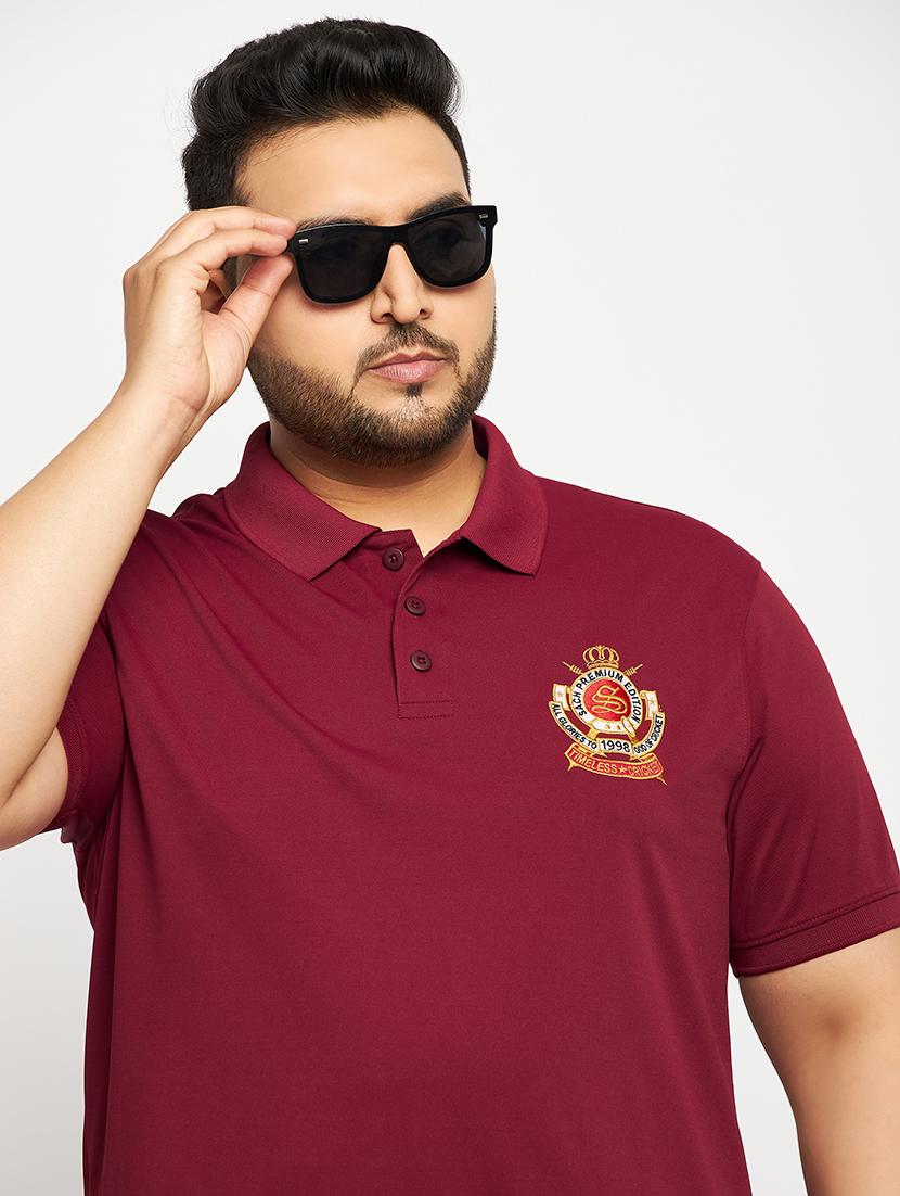 maroon polyester plain tshirt - 20814499 -  Standard Image - 1