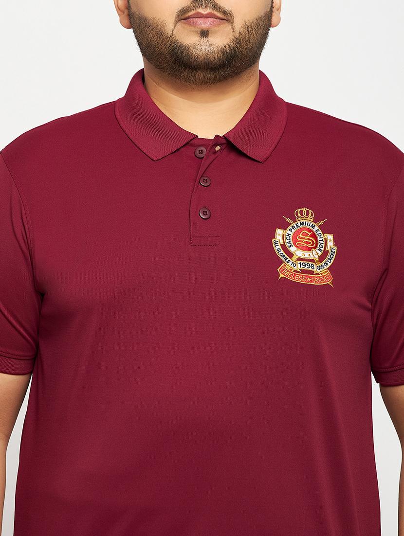 maroon polyester plain tshirt - 20814499 - Standard Image - 4