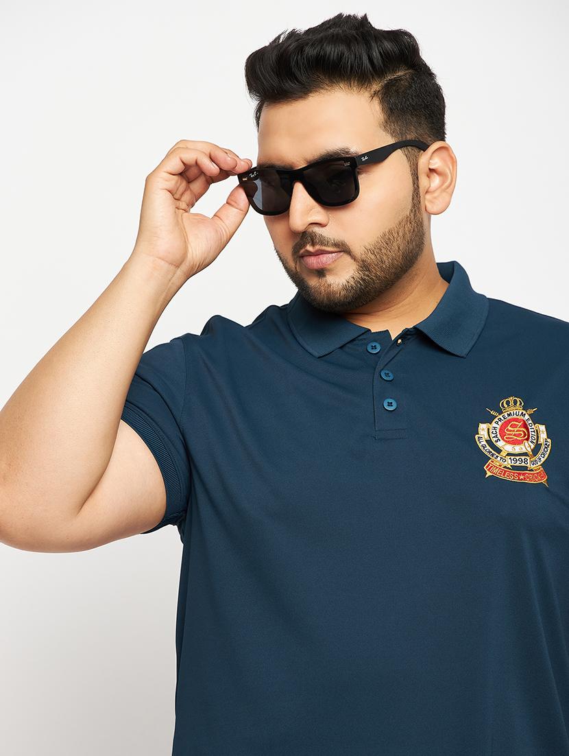 navy blue polyester plain tshirt - 20814501 - Standard Image - 1