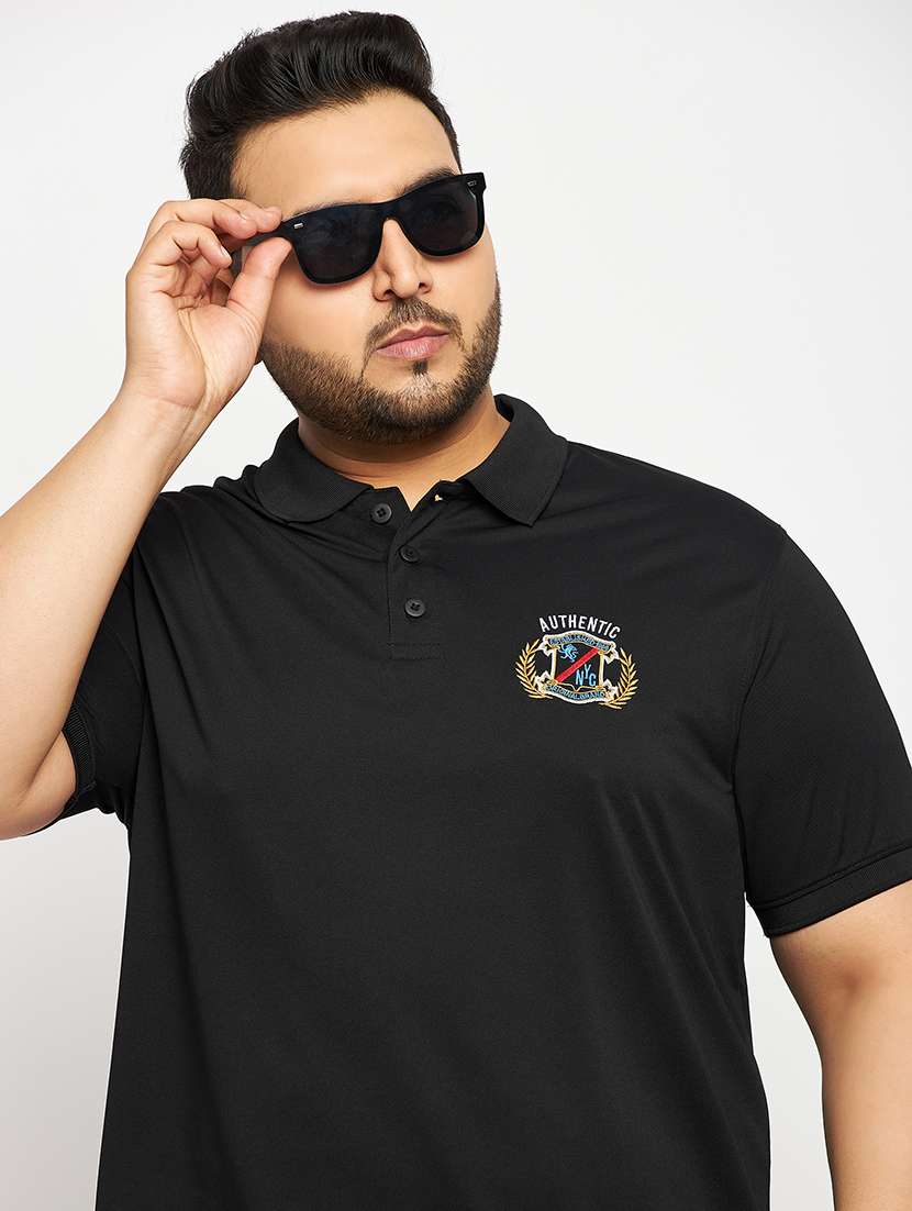 black polyester plain polo tshirt - 20814503 -  Standard Image - 1