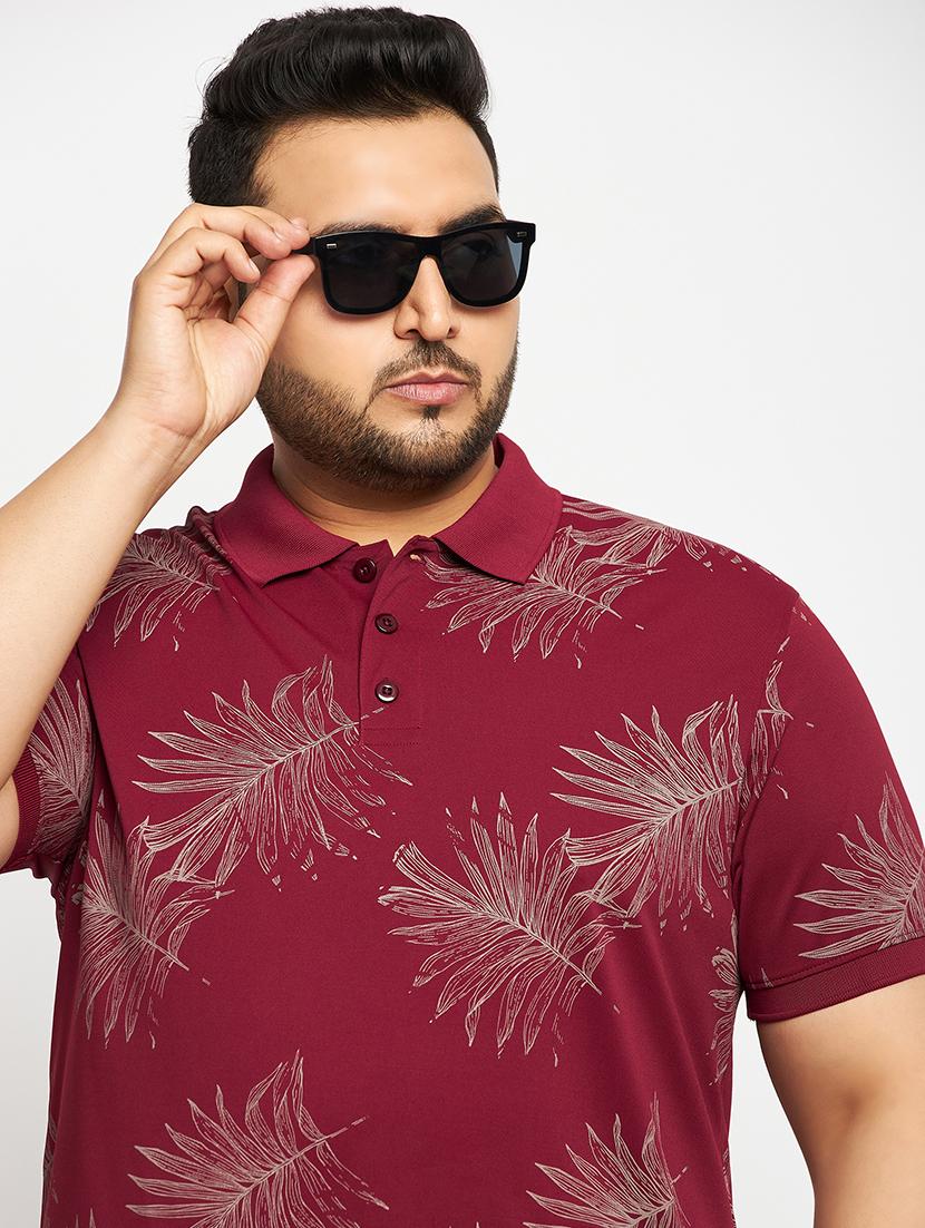 maroon polyester all over print tshirt - 20814512 -  Standard Image - 1