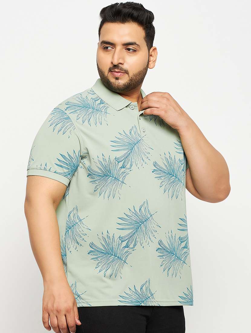 sea green polyester all over print tshirt