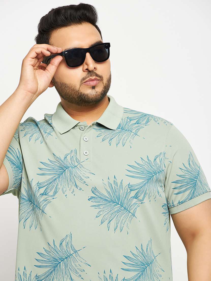 sea green polyester all over print tshirt - 20814513 -  Standard Image - 1