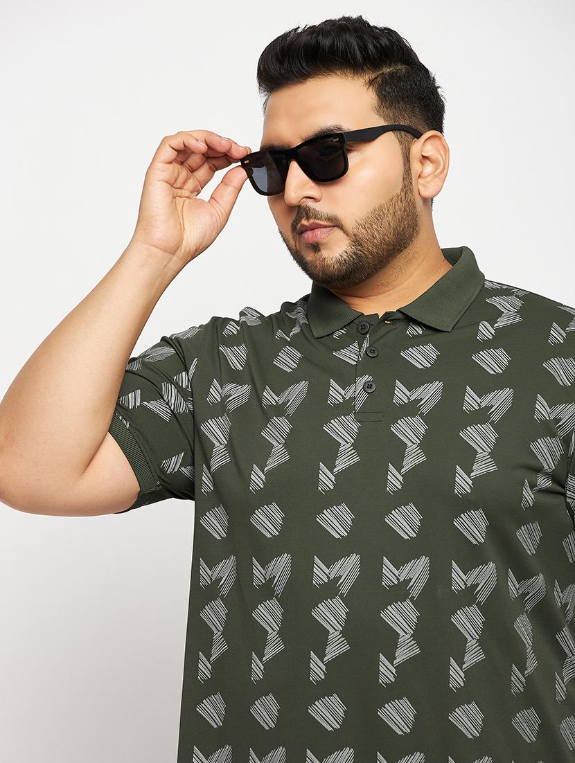 olive polyester all over print tshirt - 20814515 - Standard Image - 1