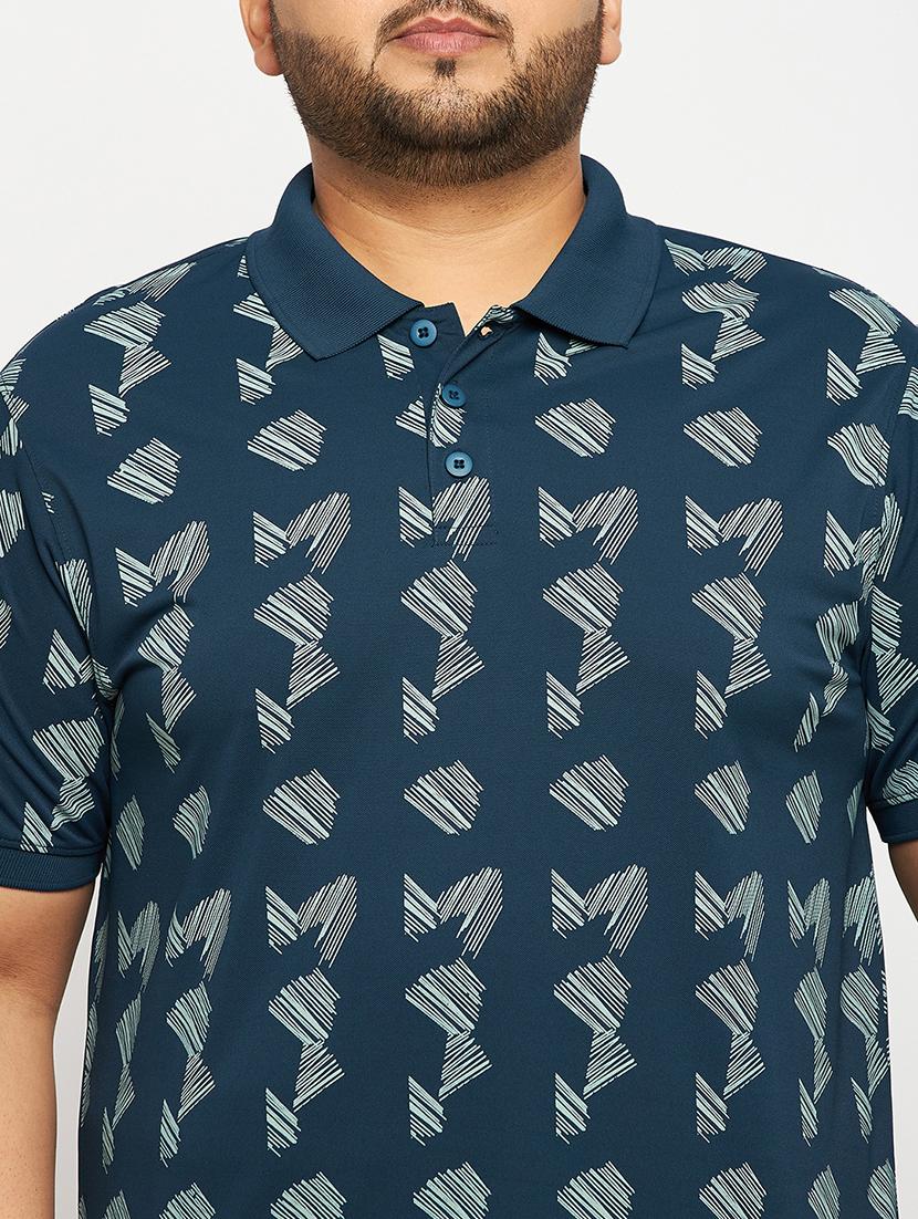 navy blue polyester all over print tshirt - 20814517 - Standard Image - 4