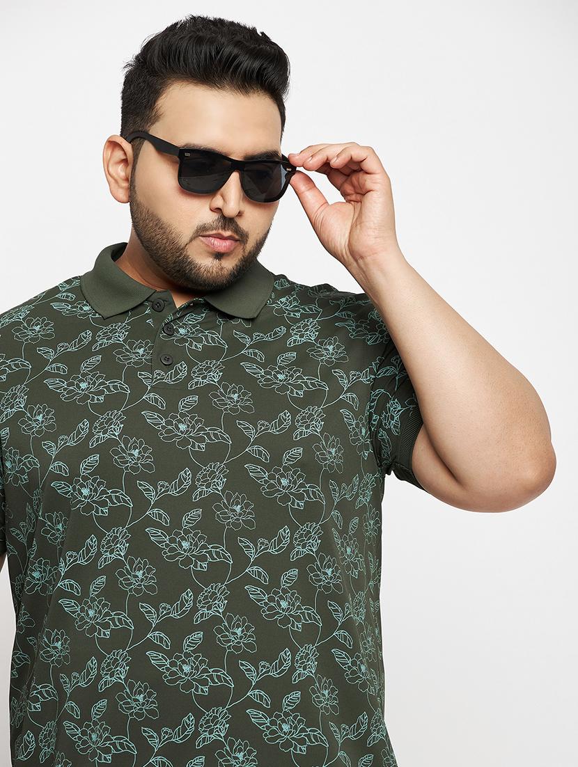 olive polyester all over print tshirt - 20814519 -  Standard Image - 1
