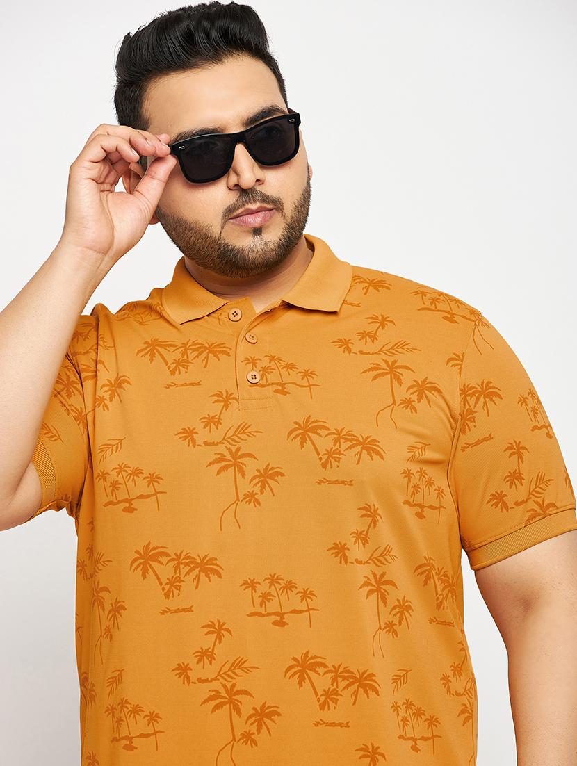 mustard polyester all over print tshirt - 20814522 -  Standard Image - 1