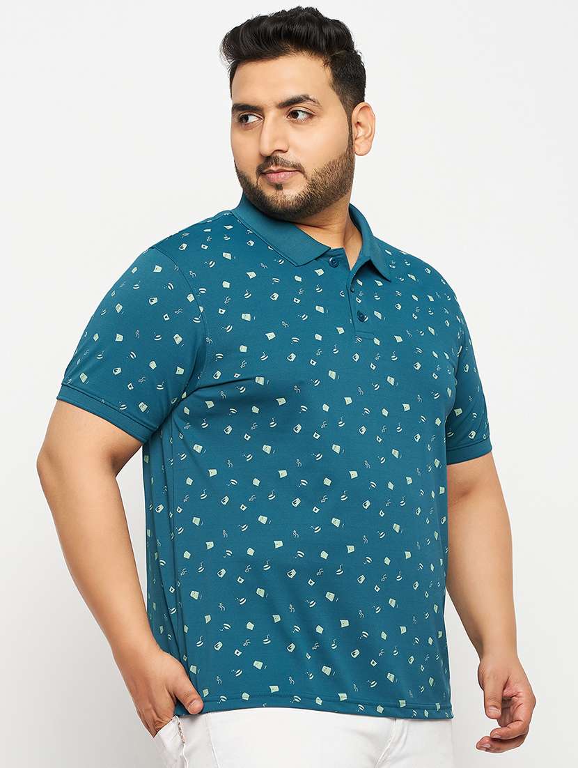 teal polyester all over print tshirt