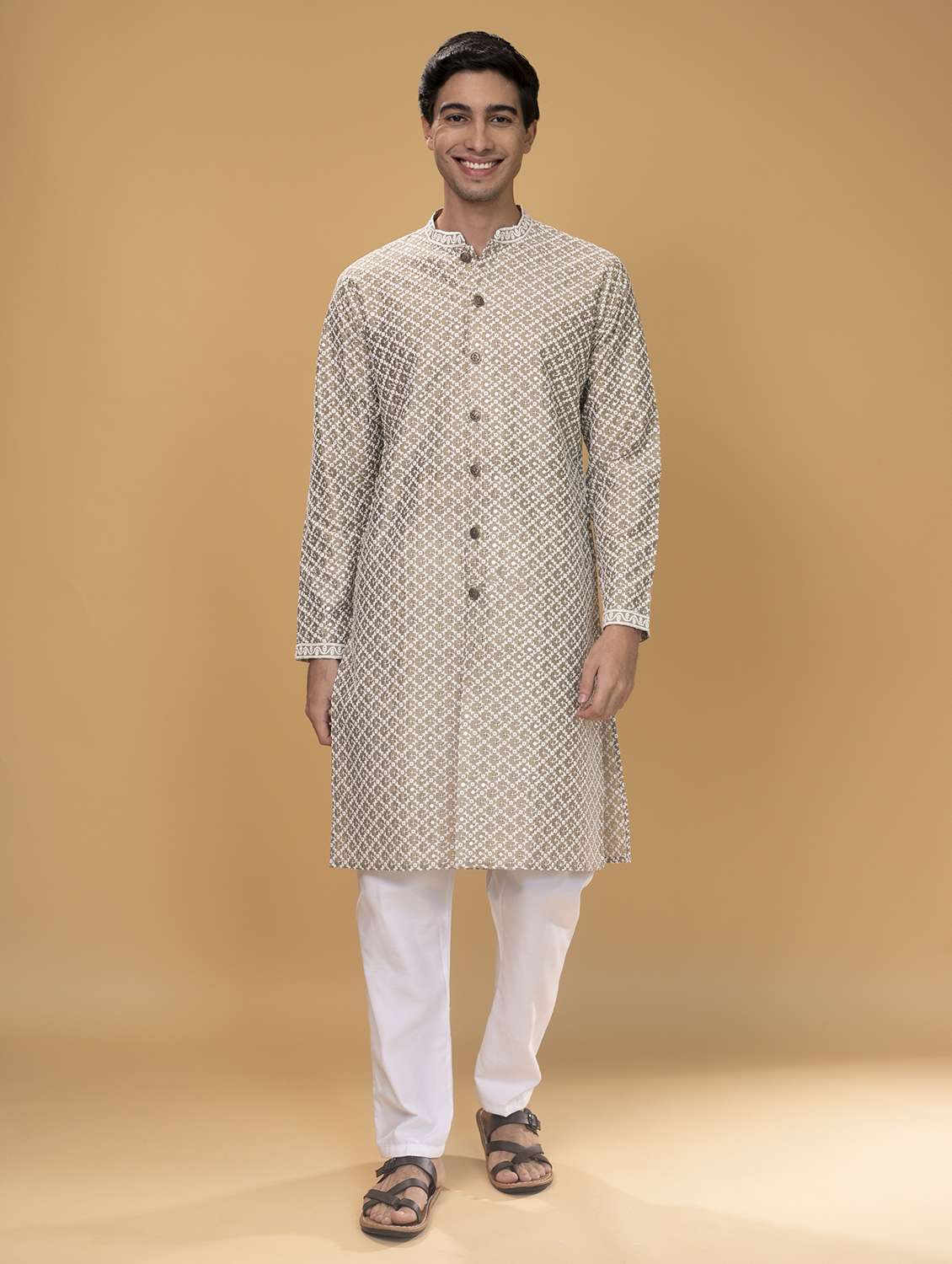 men embroidered kurta pyjama ethnic wear set - 20814649 - Zoom Image - 0