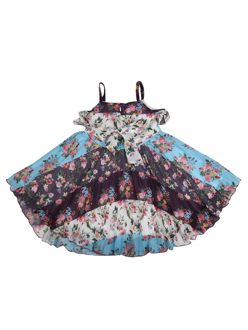 girls blue floral printed frock - 20815318 -  Standard Image - 1
