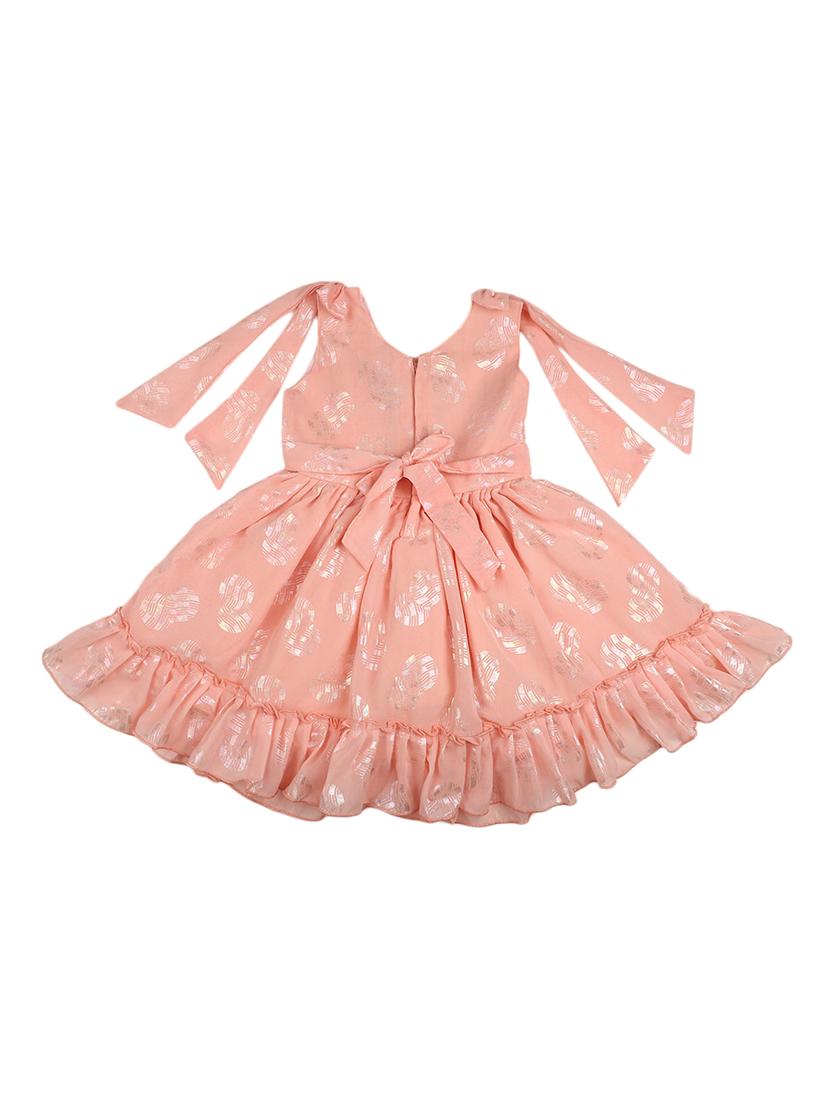 girls coral foil printed frock - 20815368 -  Standard Image - 1