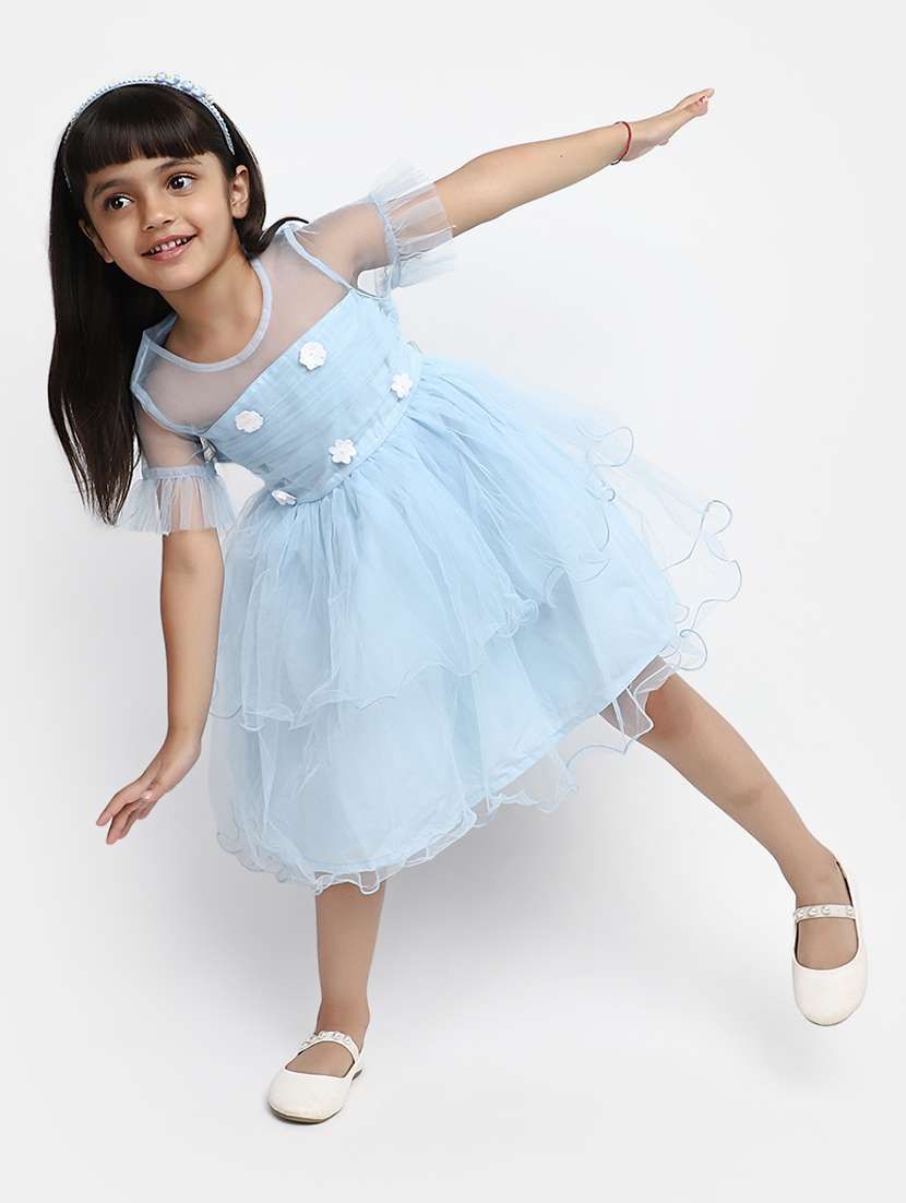 girls light blue embellished frock - 20815480 -  Standard Image - 4