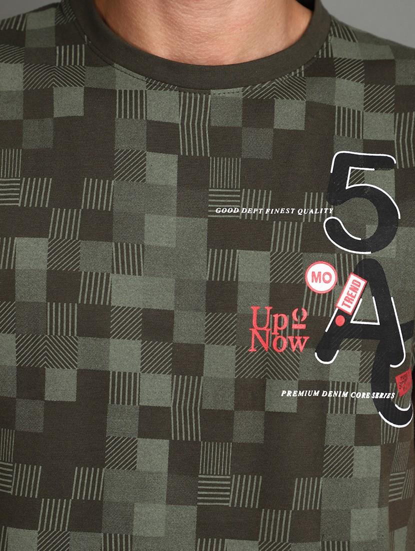 olive cotton front print t-shirt - 20815966 - Standard Image - 4