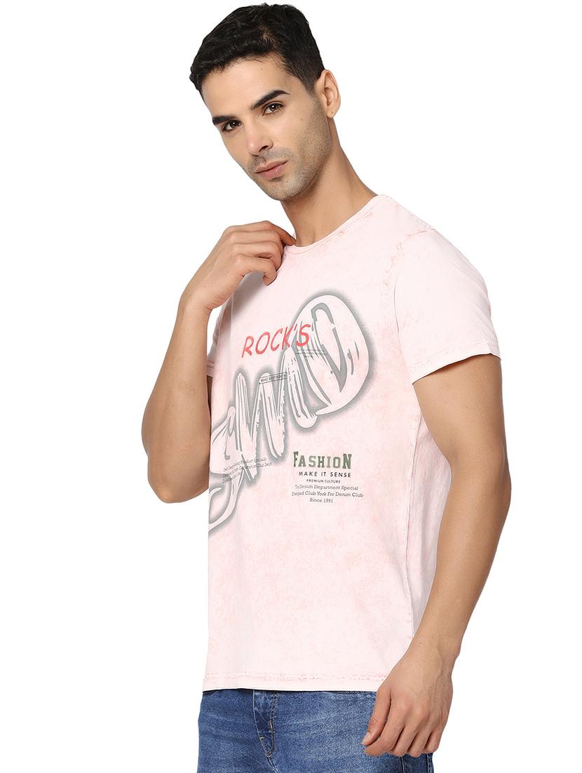 pink cotton chest print tshirt - 20816032 - Standard Image - 1