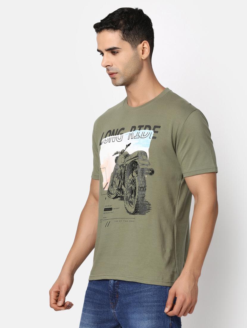 men round neck front print t-shirt - 20816053 - Standard Image - 1