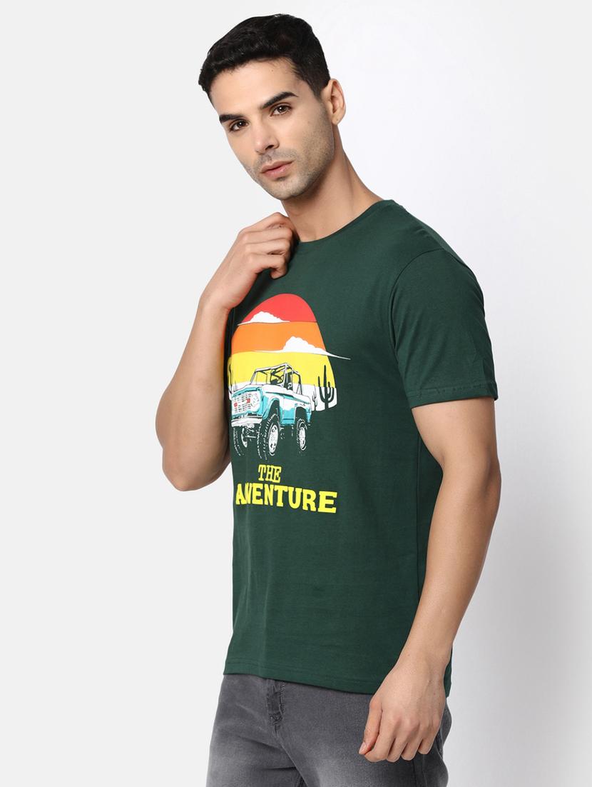 green cotton chest print tshirt - 20816054 - Standard Image - 1
