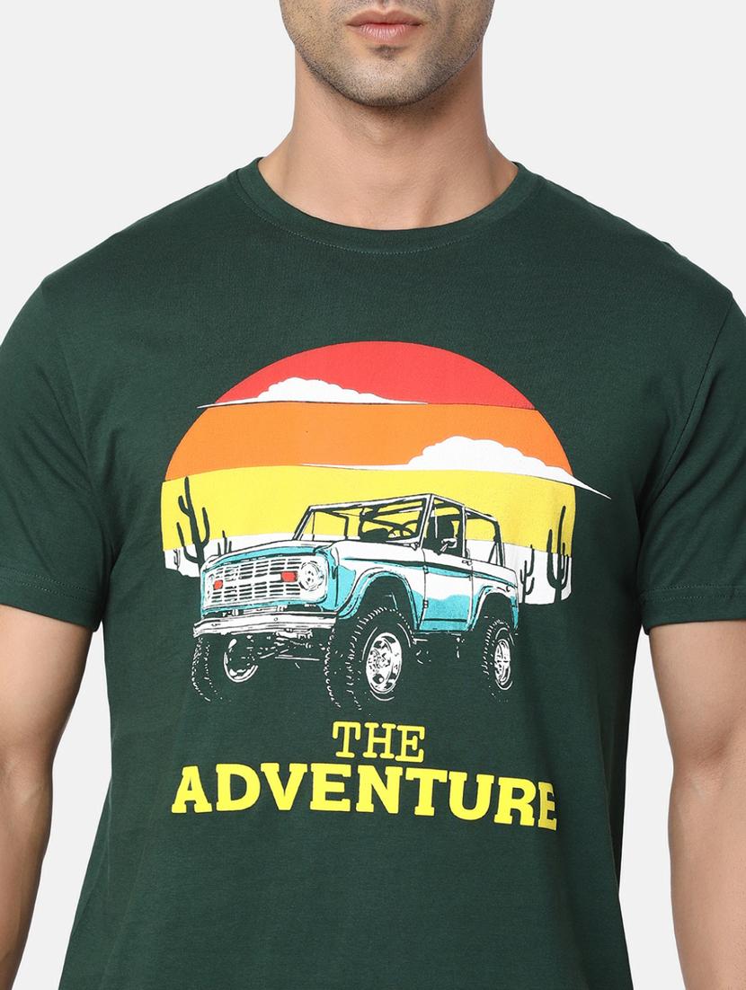 green cotton chest print tshirt - 20816054 - Standard Image - 4
