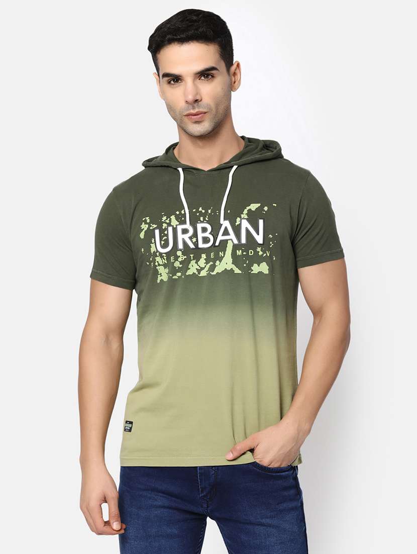 green cotton chest print tshirt