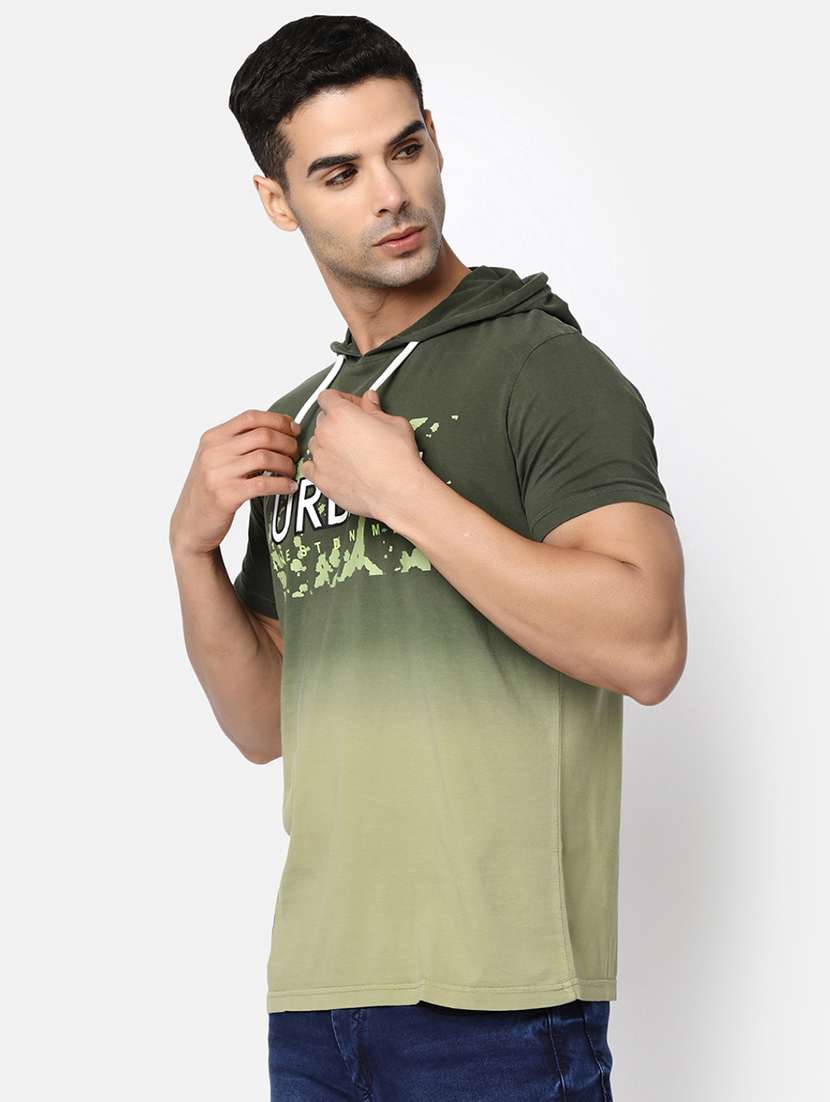 Green Cotton Chest Print Tshirt - 20816112 -  Standard Image - 1