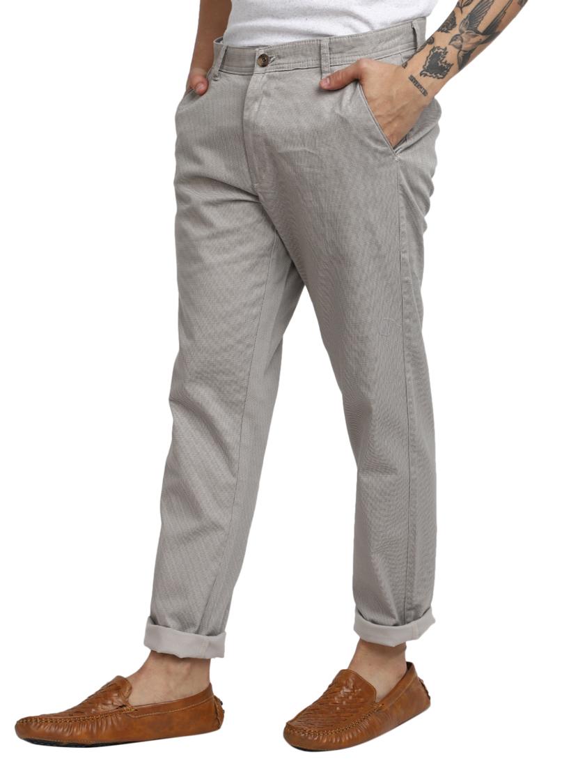 grey cotton checkered casual trouser - 20816159 -  Standard Image - 1