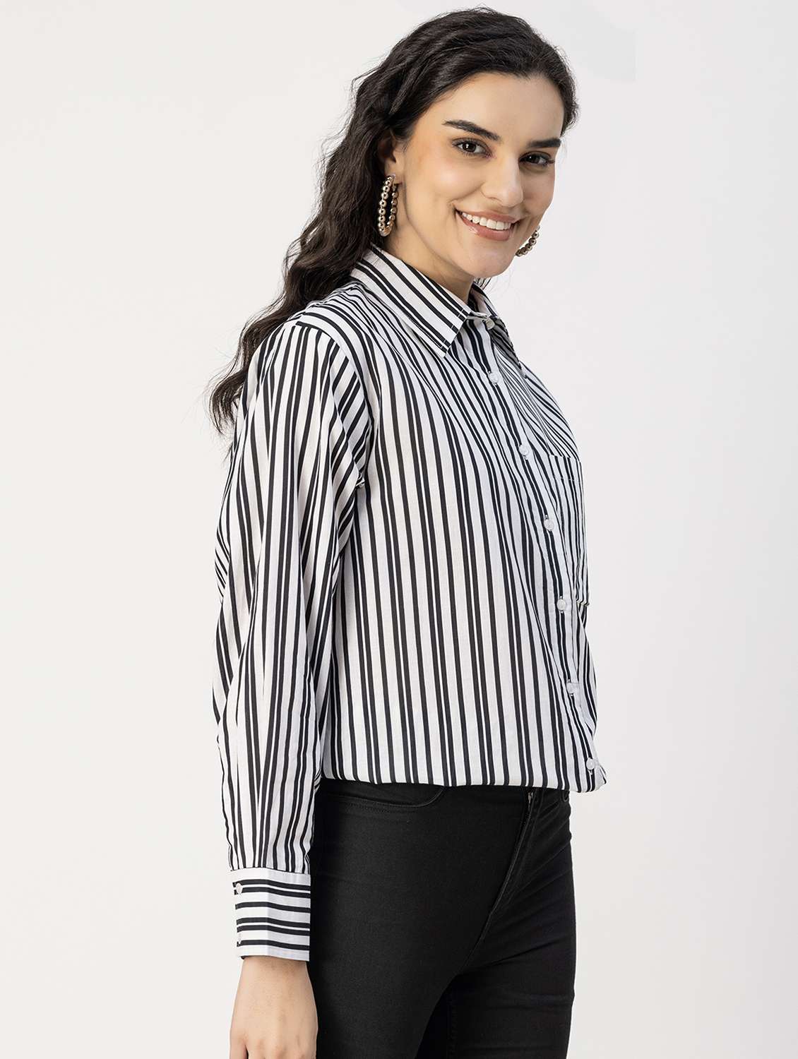 women striped long sleeves shirt - 20817204 -  Standard Image - 1