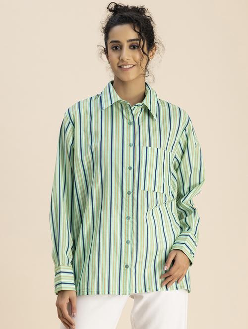 women striped long sleeves shirt - 20817205 - Standard Image - 0