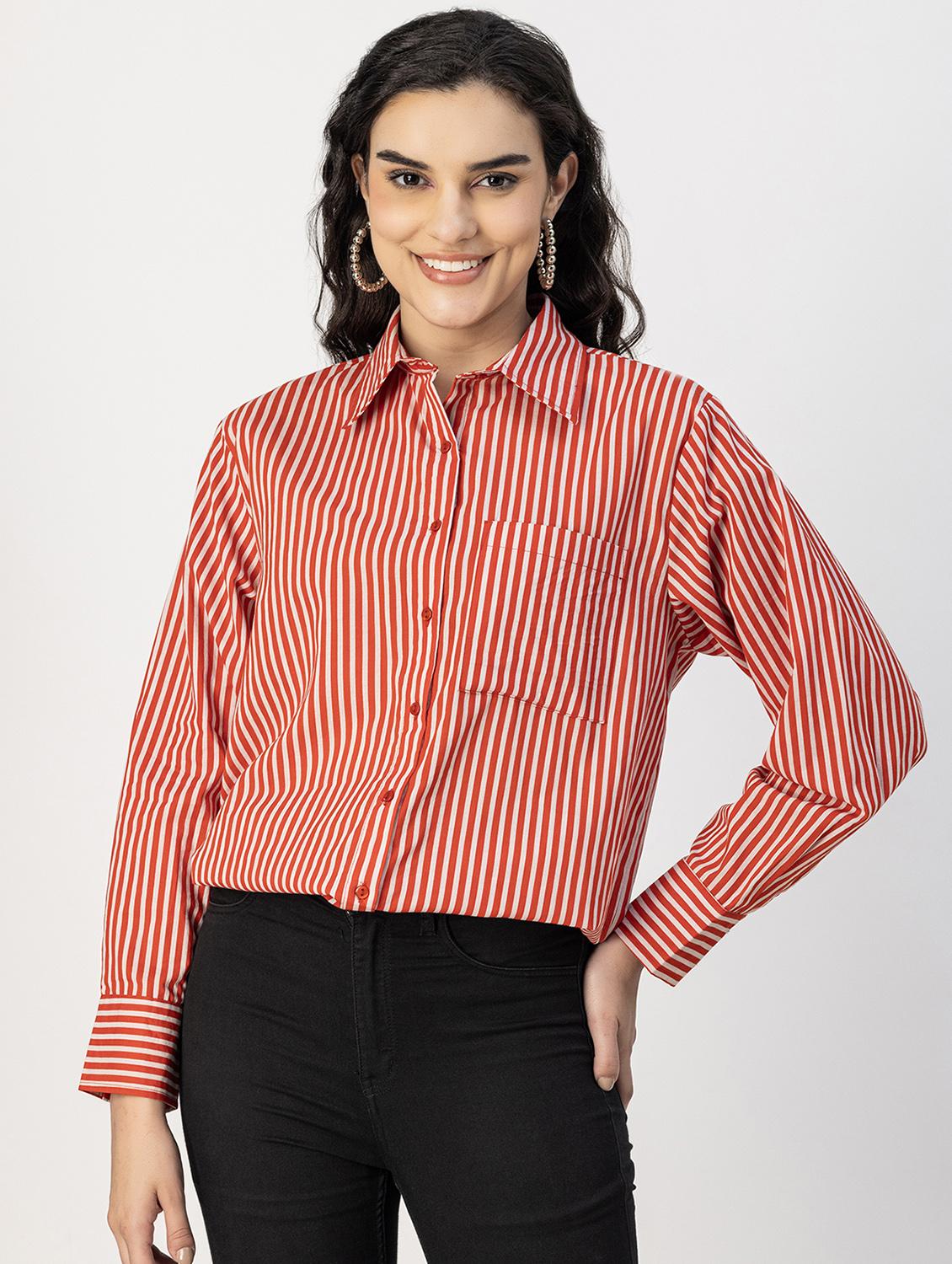 red cotton striped shirt - 20817206 - Zoom Image - 0