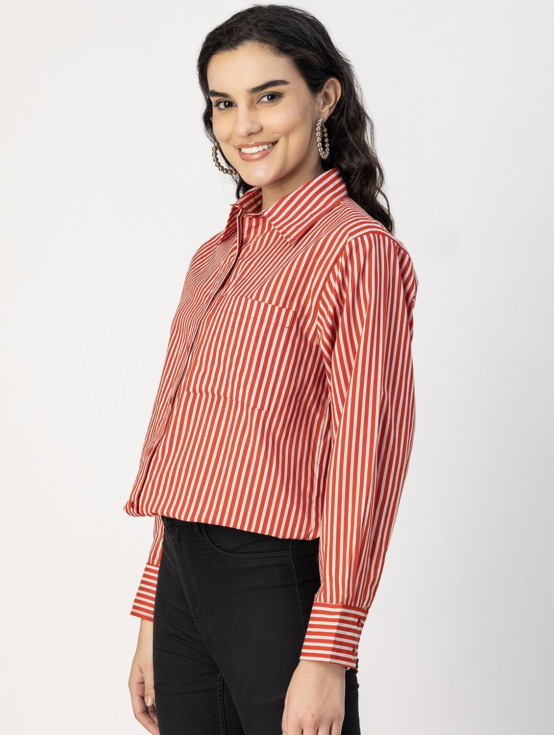 red cotton striped shirt - 20817206 -  Standard Image - 1