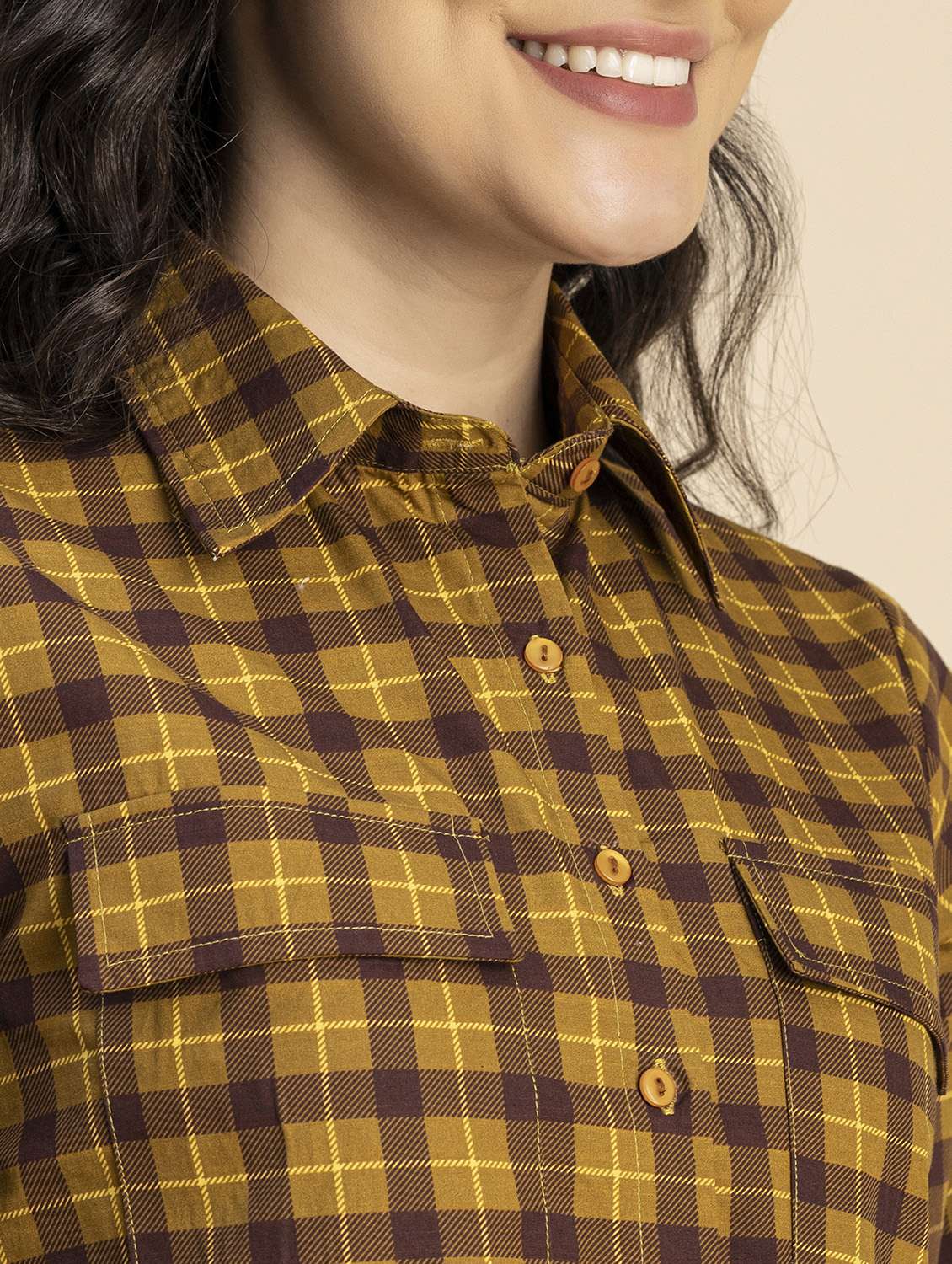 women brown check printed sheath dress - 20817229 -  Standard Image - 4