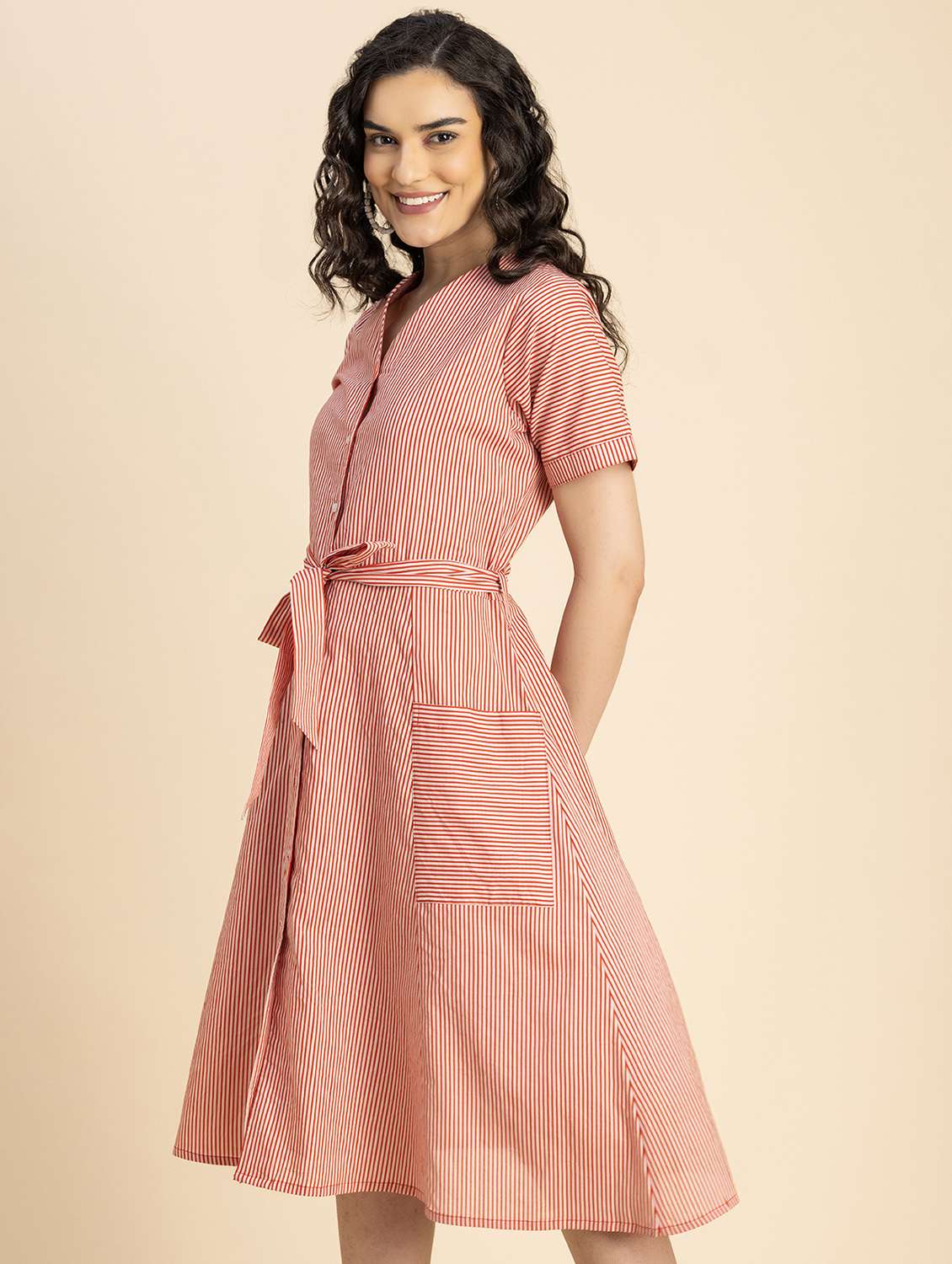 women red stripes a-line dress - 20817247 -  Standard Image - 1