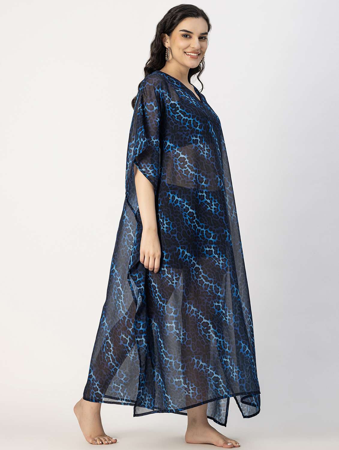 women blue animal printed kaftan - 20817268 -  Standard Image - 1