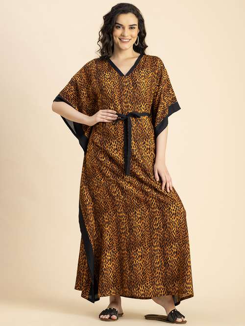 women brown animal printed kaftan - 20817269 - Standard Image - 0