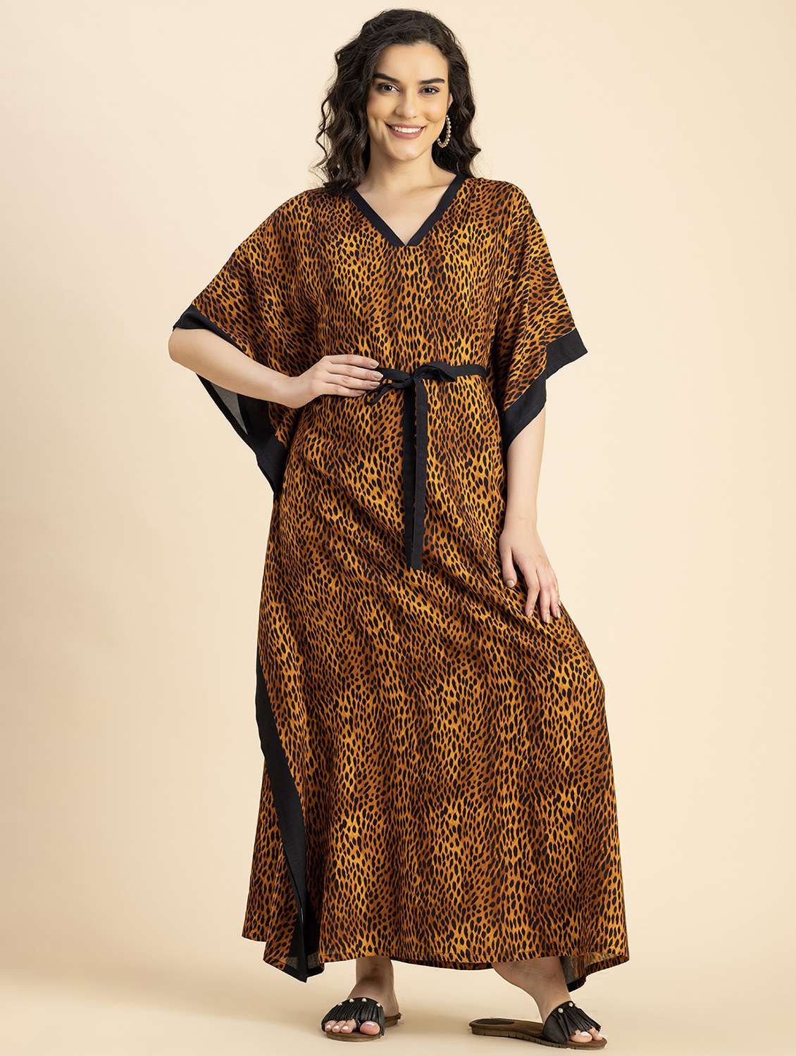 women brown animal printed kaftan - 20817269 - Zoom Image - 0