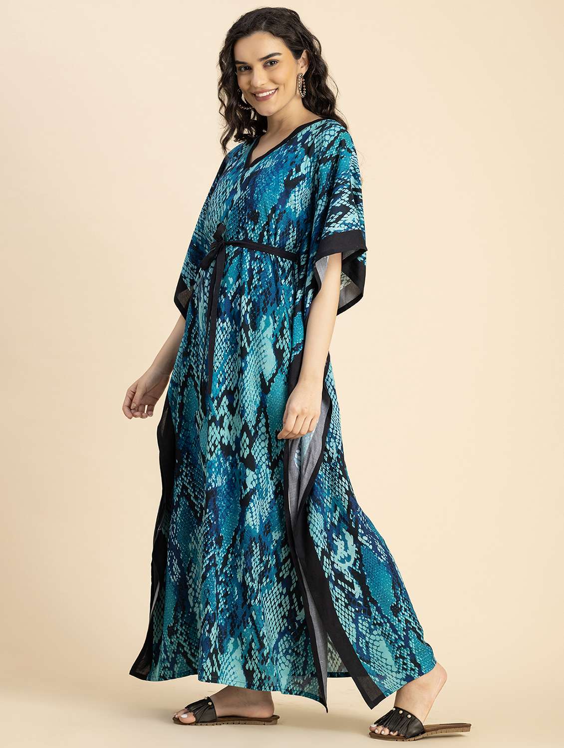women blue animal printed kaftan - 20817273 -  Standard Image - 1