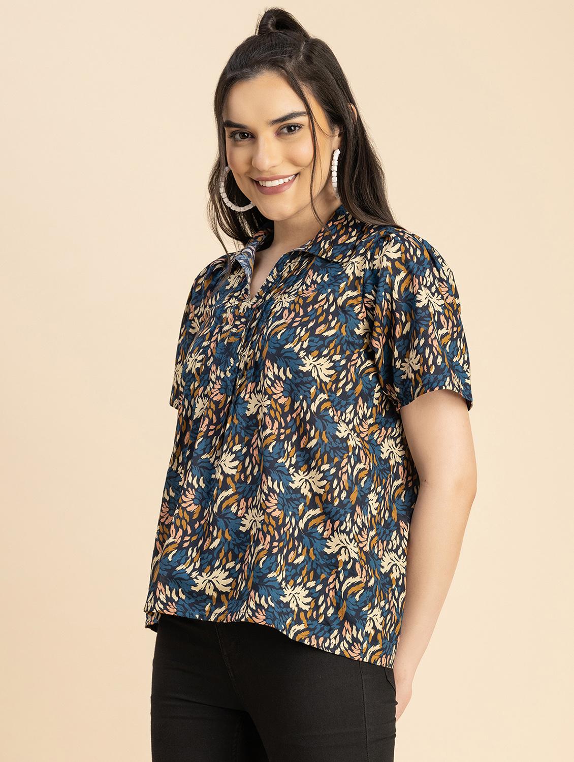 women multicolored floral printed shirt top - 20817307 - Standard Image - 1