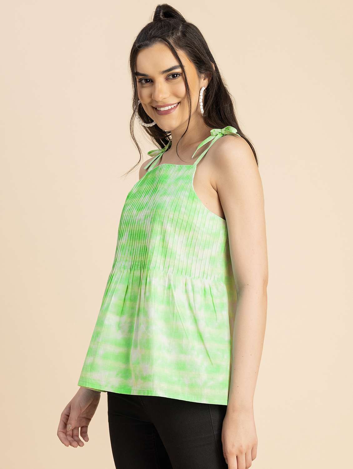 women neo mint tie & dye peplum top - 20817313 -  Standard Image - 1