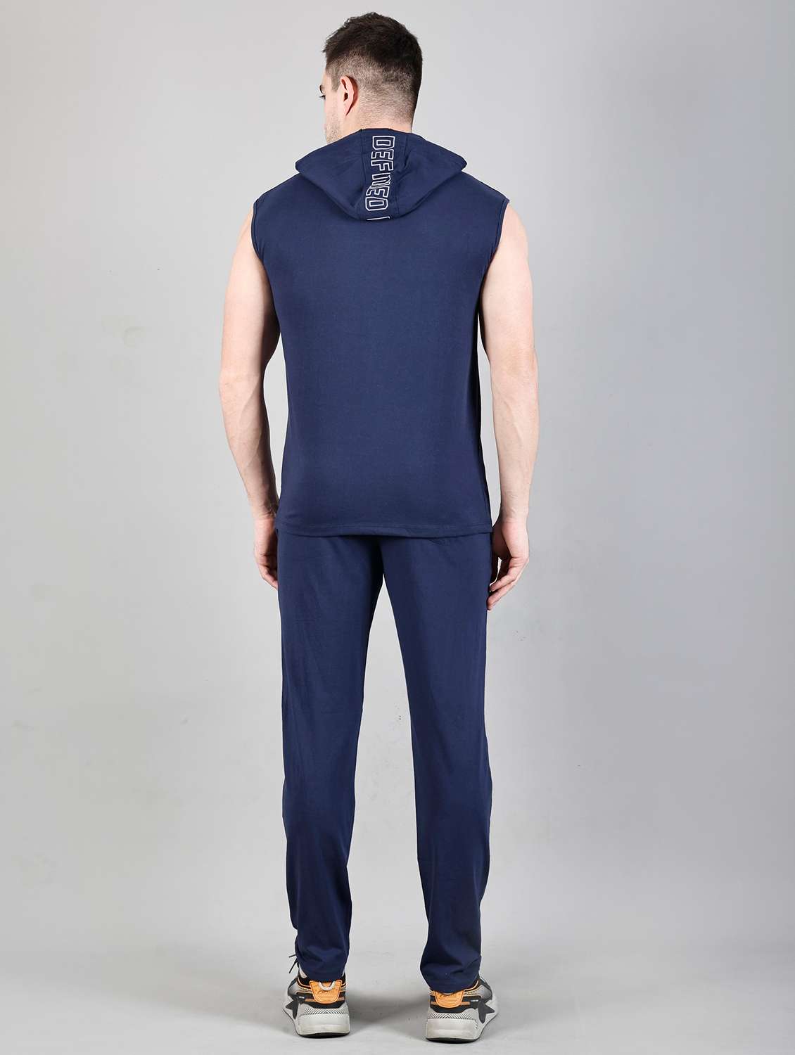 men navy blue printed cotton co-ord set - 20817320 -  Standard Image - 4