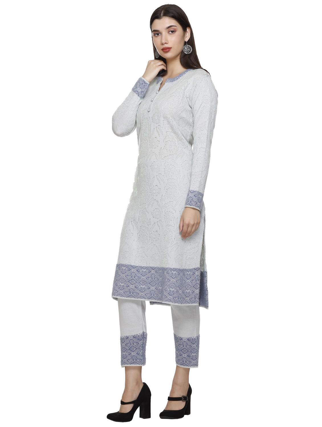 women grey notch neck kurta pant set with dupatta - 20817765 - Standard Image - 1