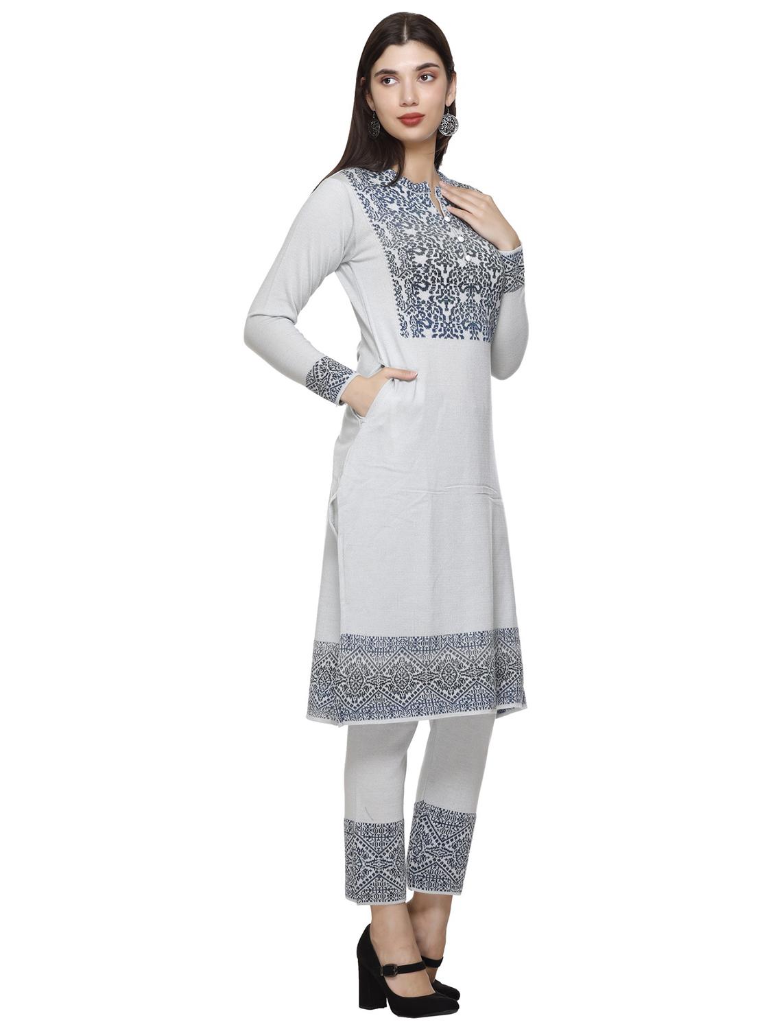 women grey notch neck kurta pant set with dupatta - 20817769 - Standard Image - 1