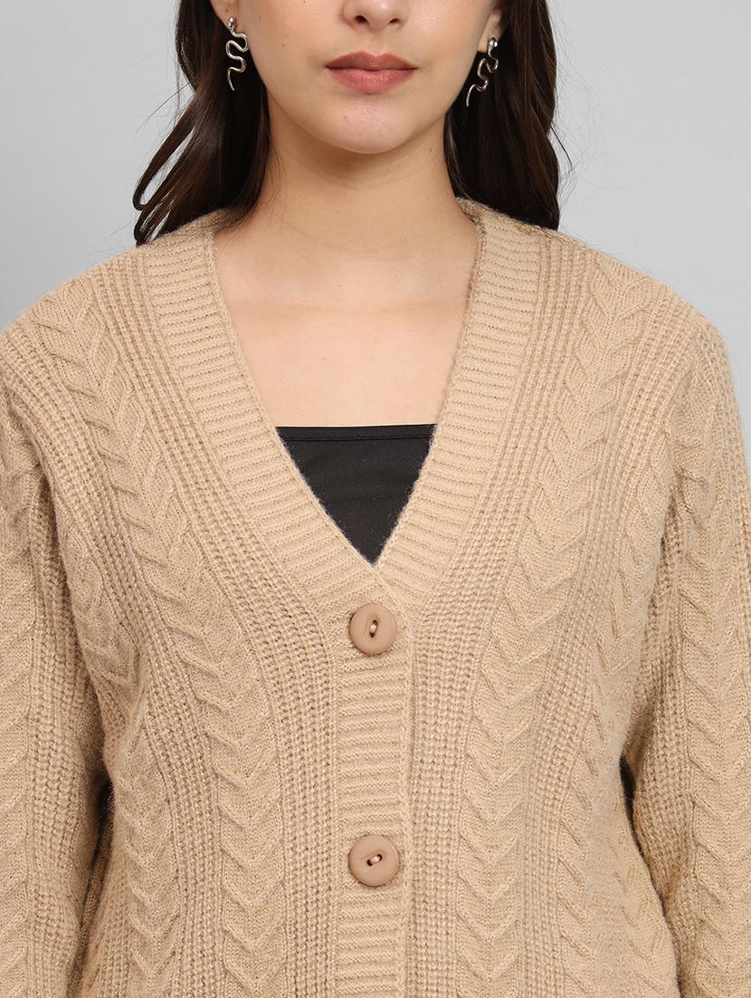 women self design woolen cardigan - 20817788 - Standard Image - 6