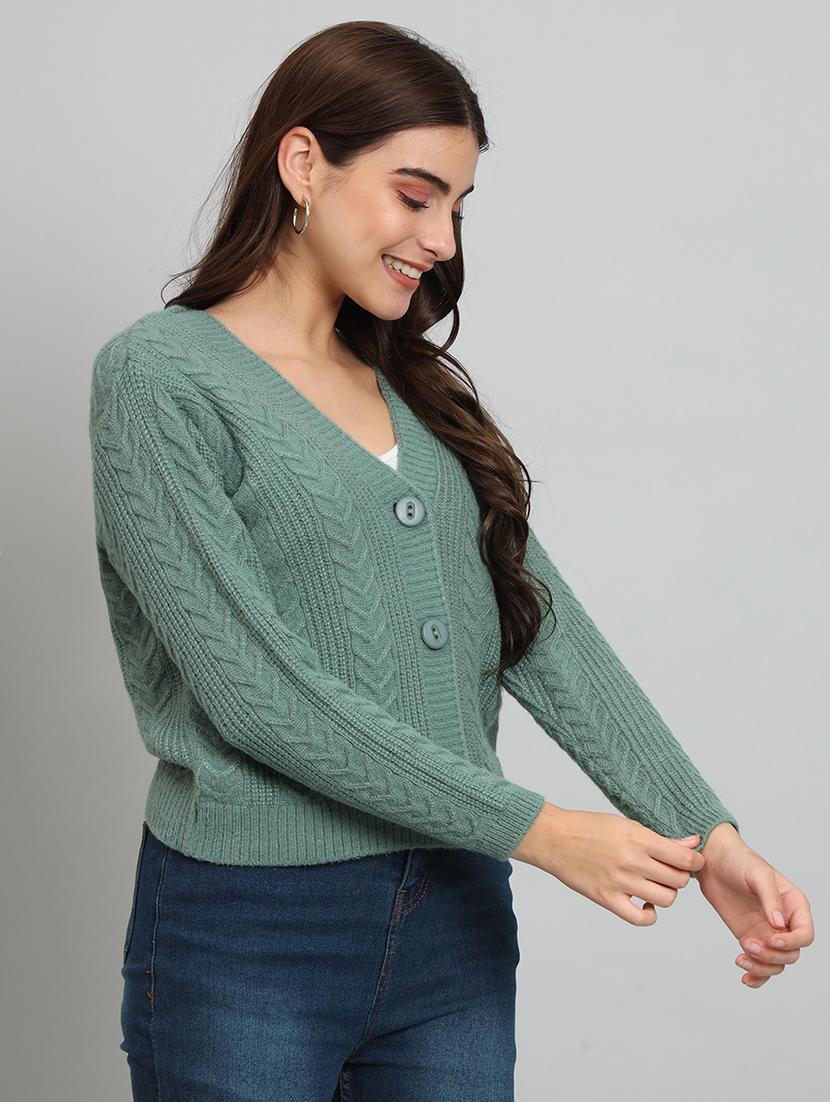women self design woolen cardigan - 20817789 - Standard Image - 1
